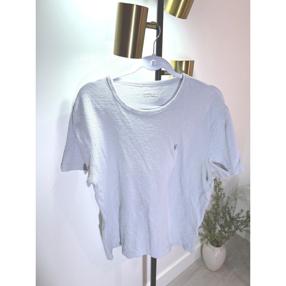 AllSaints crewneck mens slub tee luxury heavy weight structural Logo gray tshirt